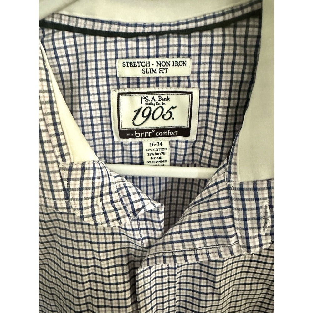Jos a bank Brrr Comfort Button Up Down Long Sleeve Dress Plaid Shirt 16-34